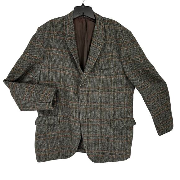 Vintage Harris Tweed Mens Jacket 100% Woven Scottish Wool 46 R Academia Preppy - Picture 1 of 10